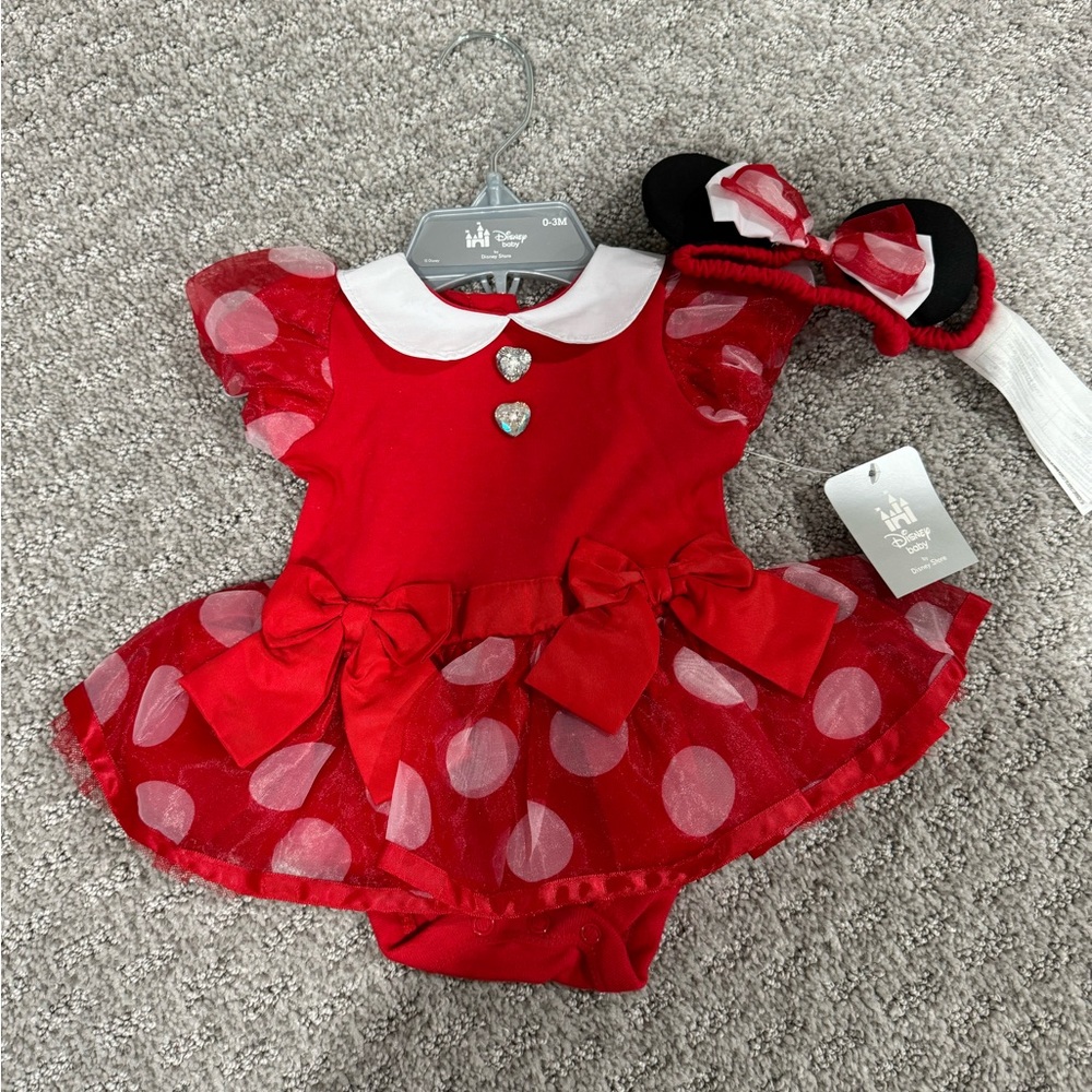 Disney Red Polka Dot Baby Dress with Headband